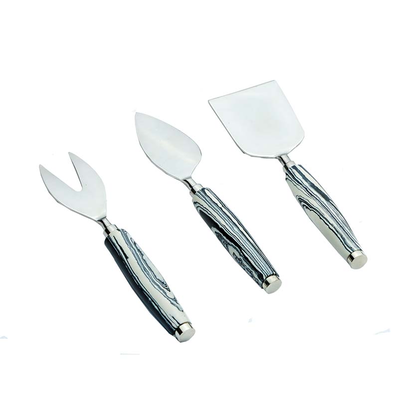 Black & White Marble With Stainless Steel Cheese Server | Set Of 3 Default Title