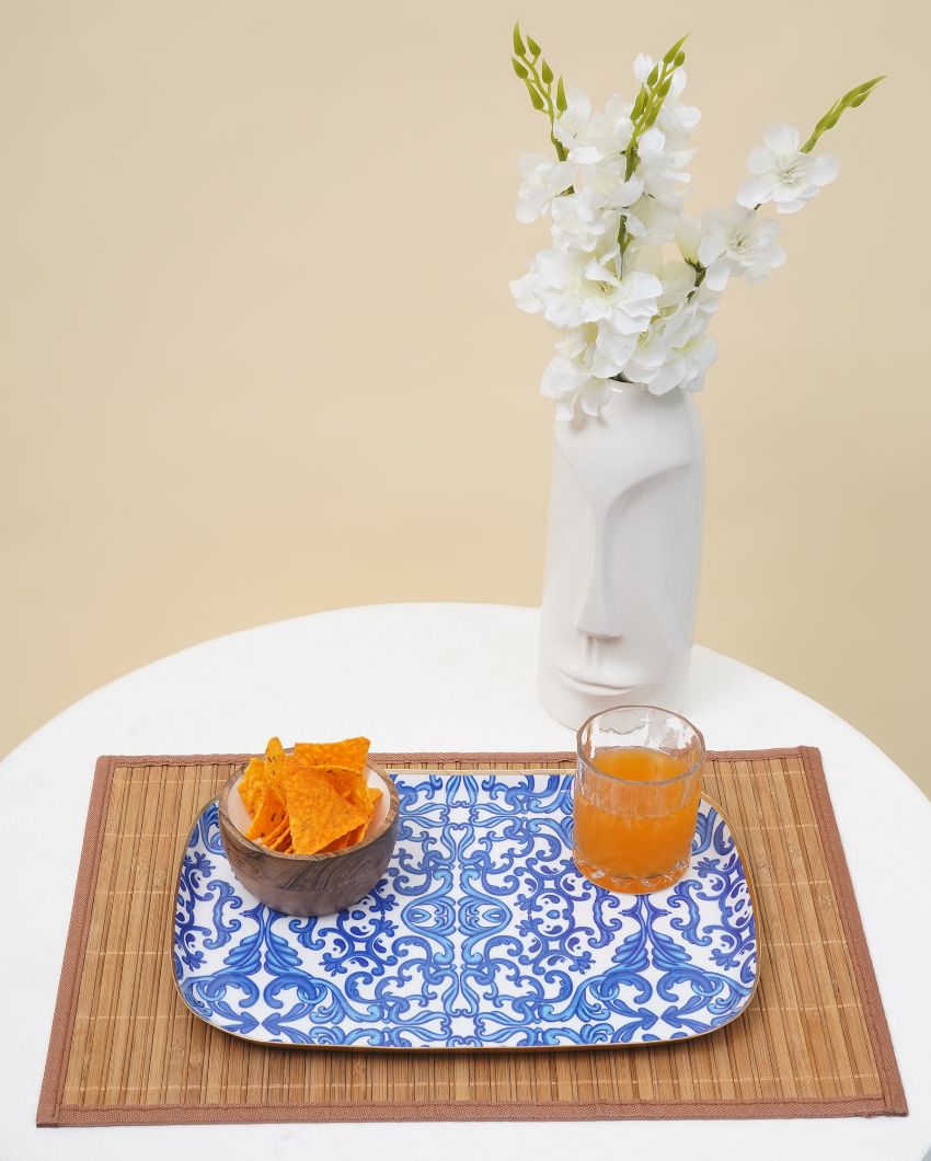 Turkish Pattern Rectangle Metal Platter & Dip Bowl