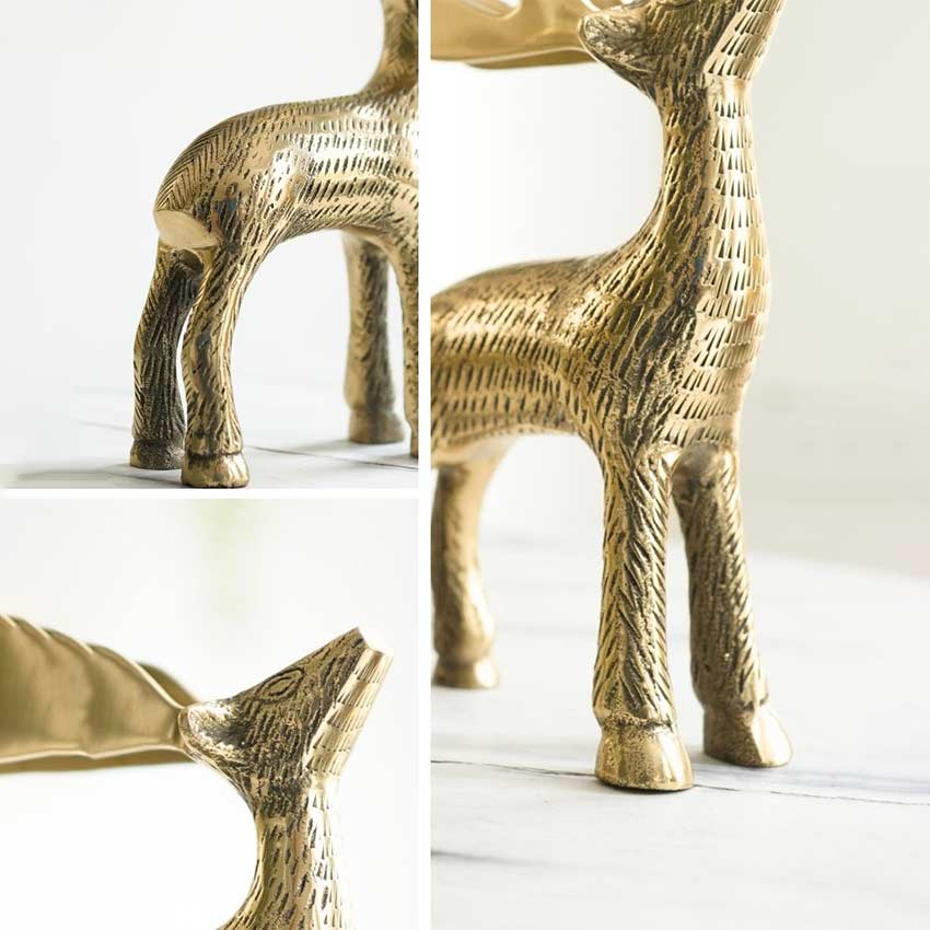 Elegant Golden Shade Metal Deer Showpiece | 4 x 2 x 6 inches