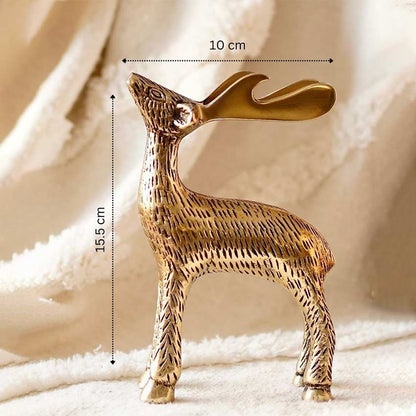 Elegant Golden Shade Metal Deer Showpiece | 4 x 2 x 6 inches