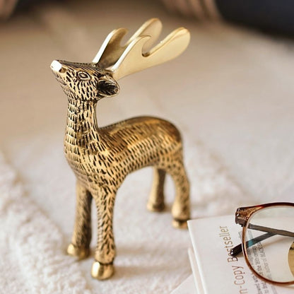 Elegant Golden Shade Metal Deer Showpiece | 4 x 2 x 6 inches