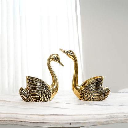 Beautiful Golden Shade Swans Showpiece | Pack of 2