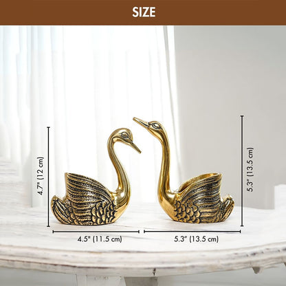 Beautiful Golden Shade Swans Showpiece | Pack of 2