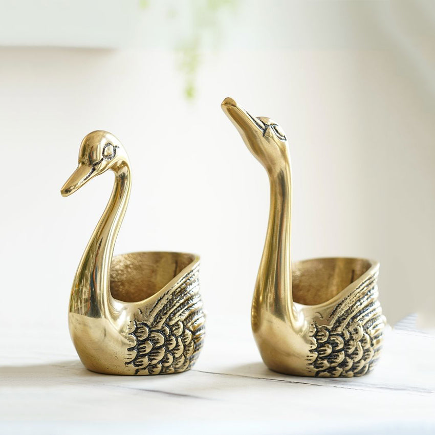 Beautiful Golden Shade Swans Showpiece | Pack of 2