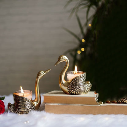 Beautiful Golden Shade Swans Showpiece | Pack of 2