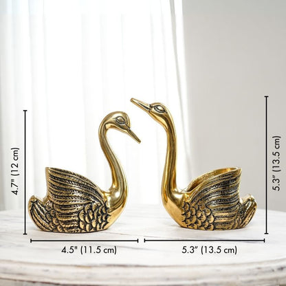 Beautiful Golden Shade Swans Showpiece | Pack of 2