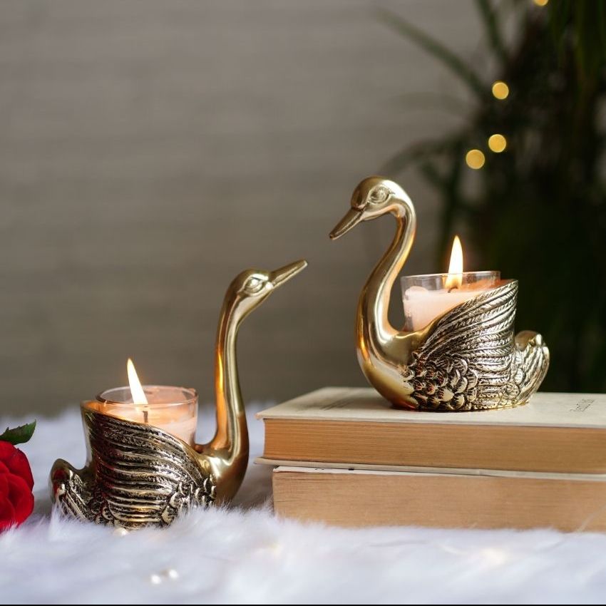 Beautiful Golden Shade Swans Showpiece | Pack of 2