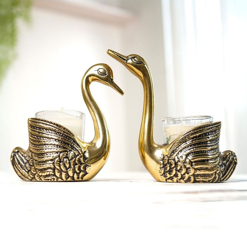 Beautiful Golden Shade Metal Swan Gift Set | Pack of 5