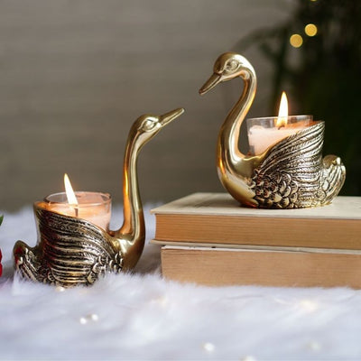 Beautiful Golden Shade Metal Swan Gift Set | Pack of 5