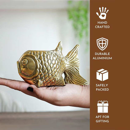 Elegant Golden Metal Finish Fish Candle Holder | 4 x 5 inches