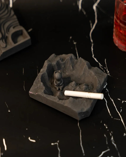 Futuristic Unique Design Astronauts Cave Concrete Ashtray | 5 x 4 x 1 inches