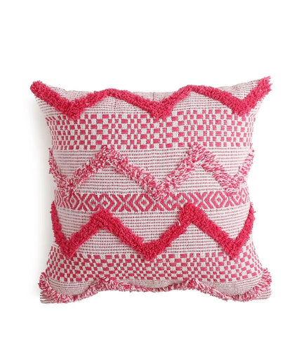 Pink Fuchsia Tufted Cushion Cover | 17 x 17 inches