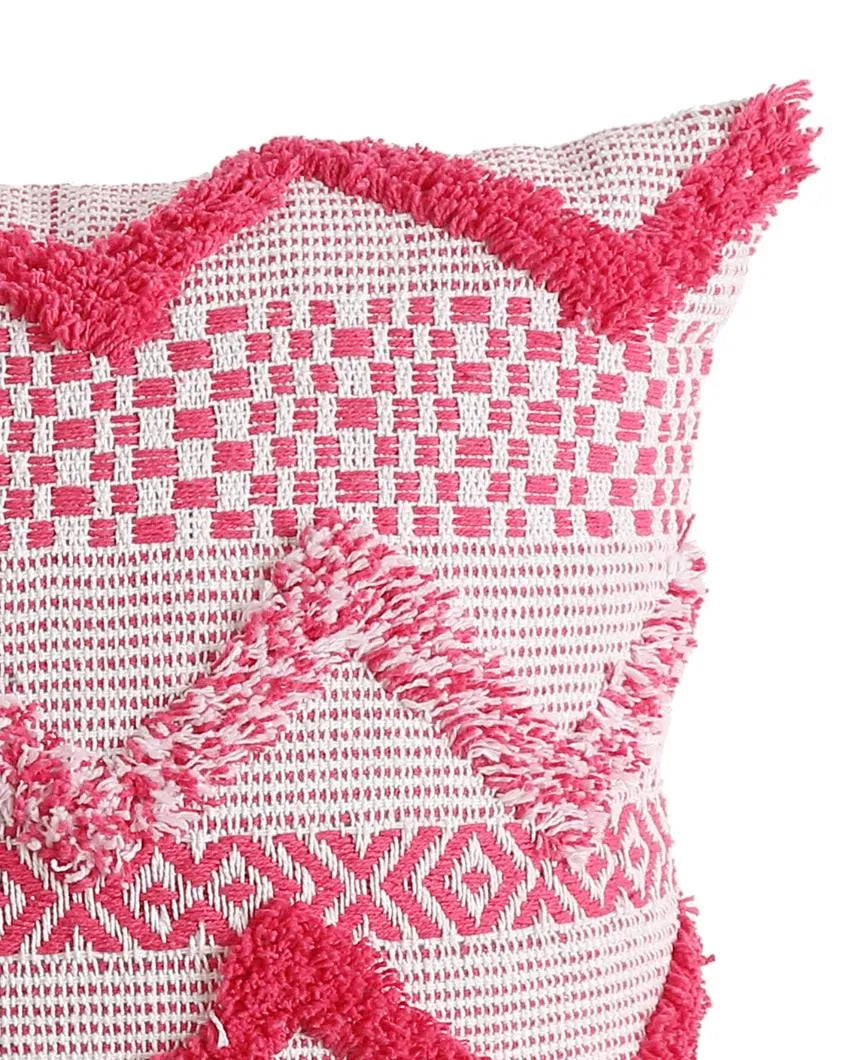 Pink Fuchsia Tufted Cushion Cover | 17 x 17 inches