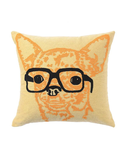 Beautiful Dog With Spectacle Cushion Cover | 18 x 18 inches