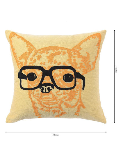 Beautiful Dog With Spectacle Cushion Cover | 18 x 18 inches