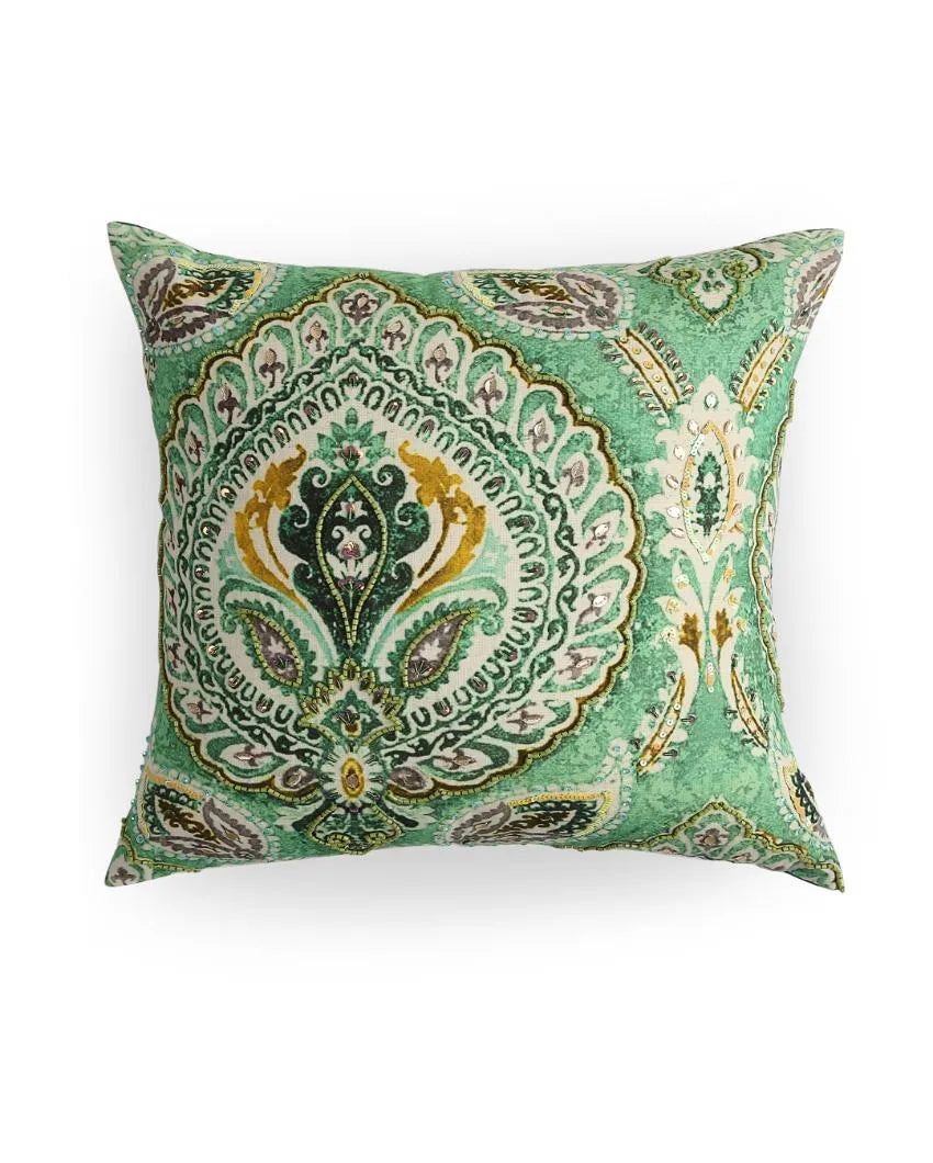 Dynamic Paisley Cushion Cover | 18 x 18 inches Green