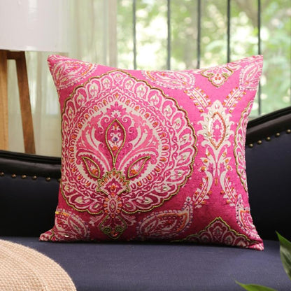 Dynamic Paisley Cushion Cover | 18 x 18 inches Pink