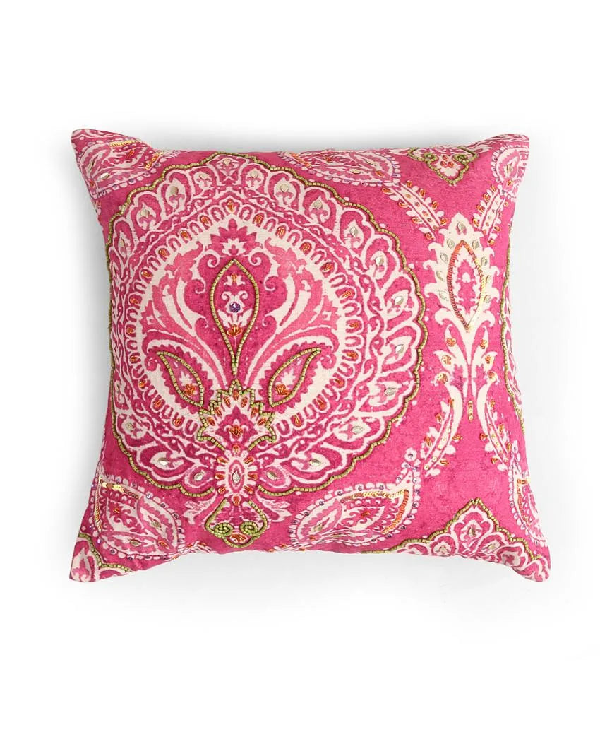 Dynamic Paisley Cushion Cover | 18 x 18 inches Pink