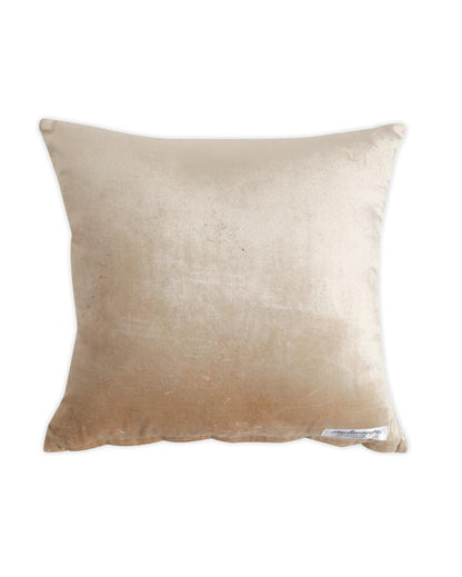 Beige Embroidered Viscose Velvet Cushion Cover | 18 x 18 inches