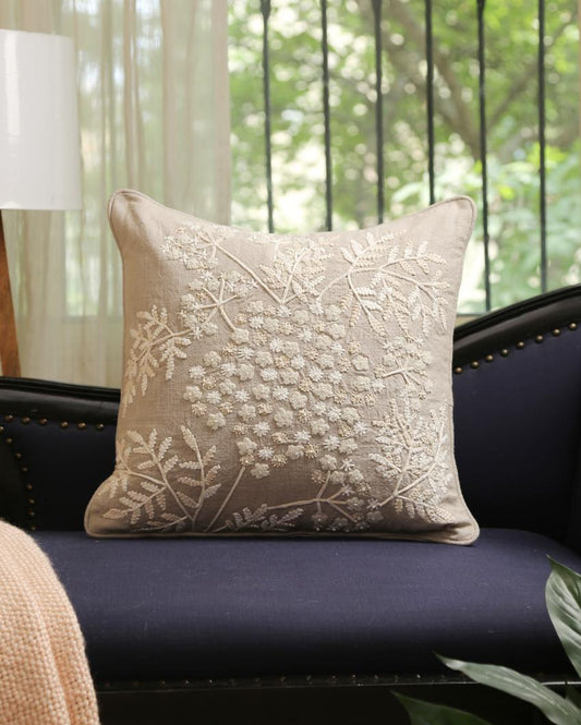 Grey Embroidered Cushion Cover | 18 x 18 inches