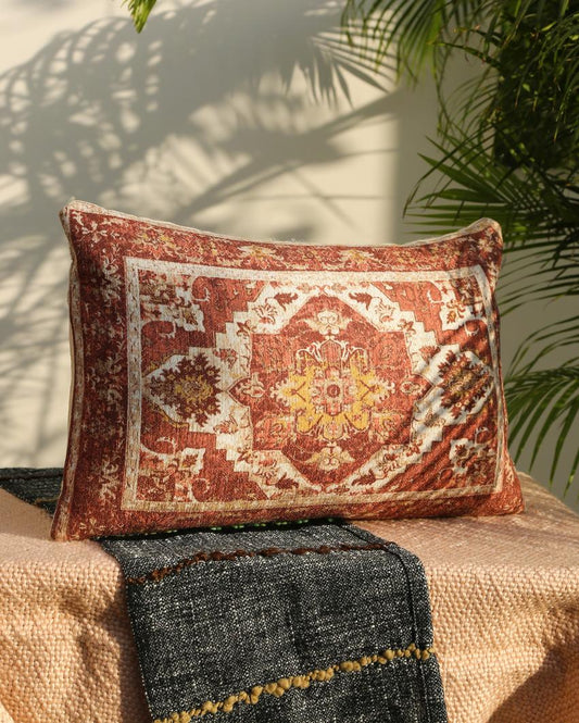 Carpet Design Cushion Cover With Filler | 15.5 x 23 x 12 inches