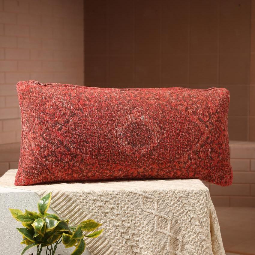 Jacquard Chenille Persian Motif  Pillow Style Cushion Cover | 13 x 27 inches Red