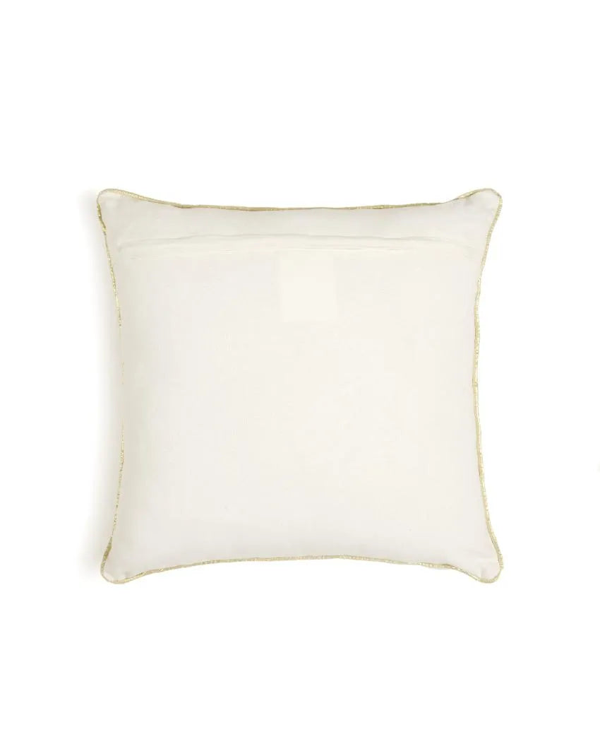 Zari Embroidery Ivory Cushion Cover | 18 x 18 inches