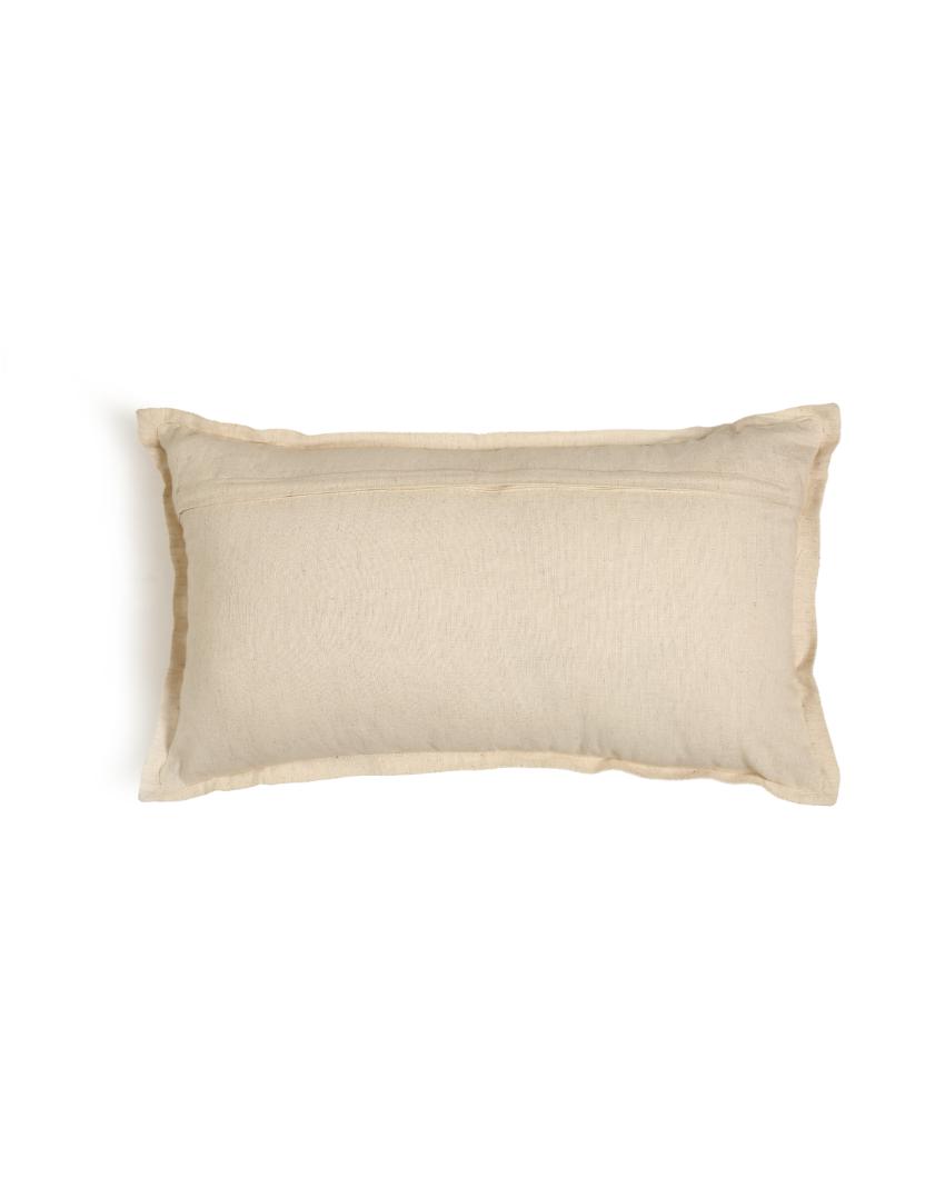 Ivory & Gold Zari Embroidery Pillow Style Cushion Cover | 13 x 20 inches