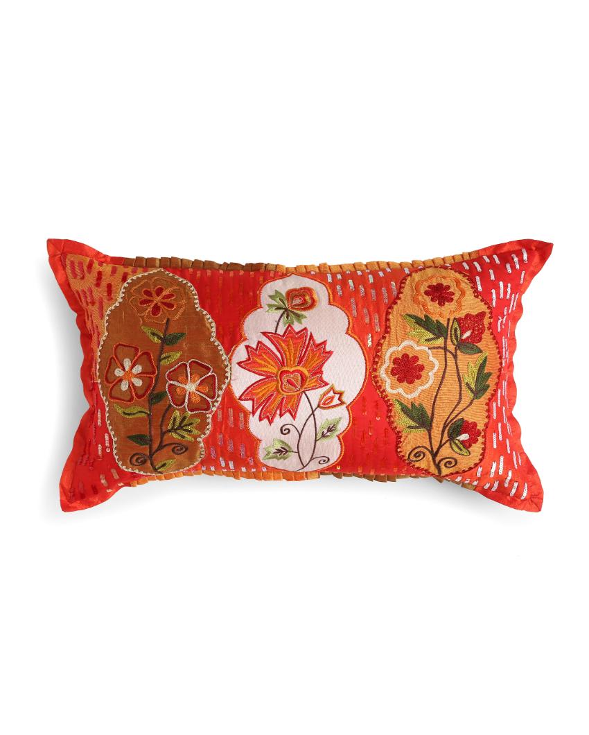 Multicolor Patch Work Embroidered Cushion Cover  | 13 x 21 inches