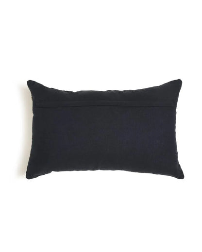 Blue Pillow Style Embroidered & Embellished Cushion Cover | 12 x 18 inches