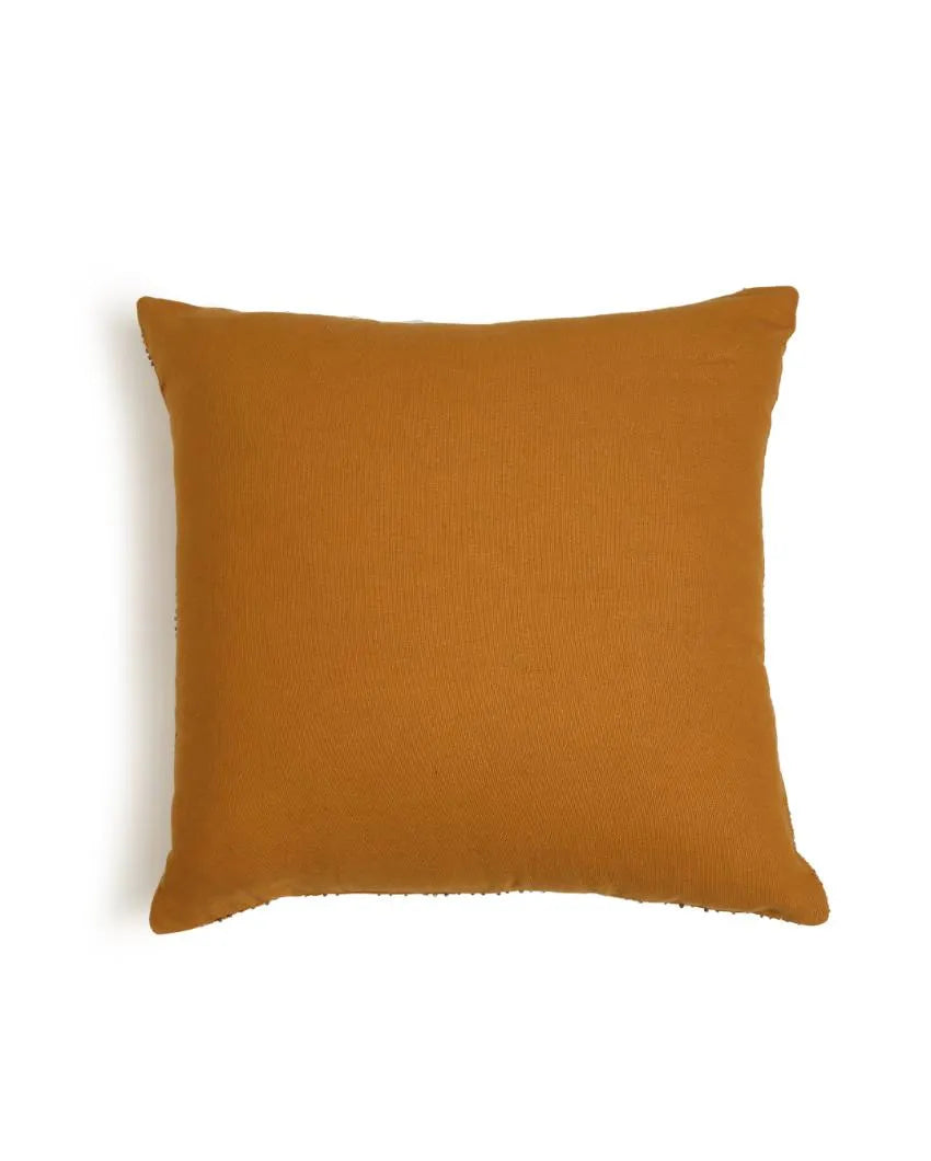 Solid Mustard Hand Beaded Cushion Cover | 18 x 18 inches