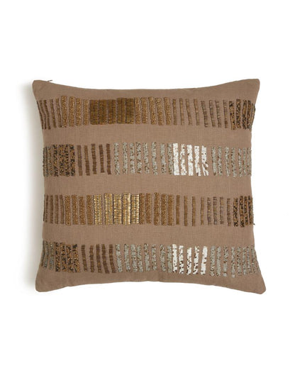 Grey Hand Beaded Cushion Cover | 18 x 18 inches