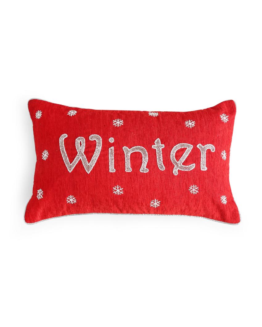 Winter Beaded Cushion Cover | 12 x 20 inches