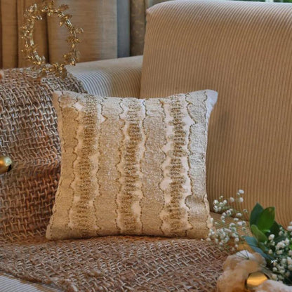 Ivory Embellished And Embroidered Cushion Cover | 12 x 12 inches