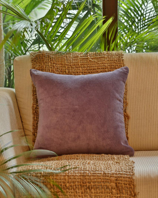 Lavender Cotton Velvet Cushion Cover | 16 x 16 inches