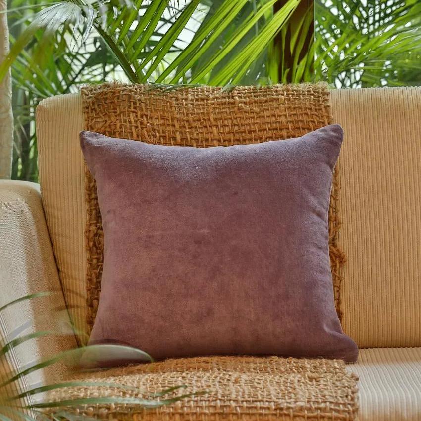 Lavender Cotton Velvet Cushion Cover | 16 x 16 inches