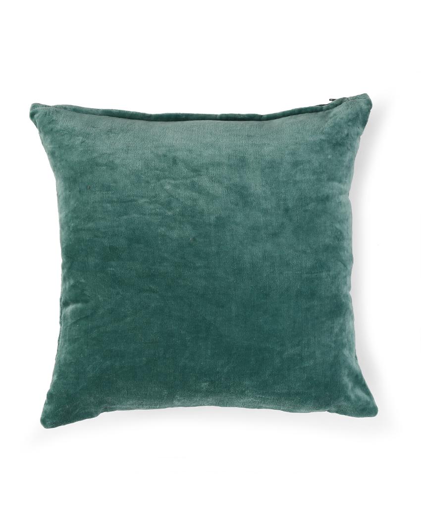 Sea Green Cotton Velvet Cushion Cover | 16 x 16 inches