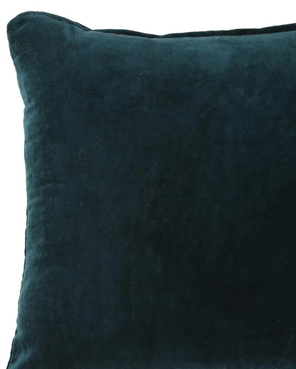 Teal Cotton Velvet Cushion Cover | 16 x 16 inches