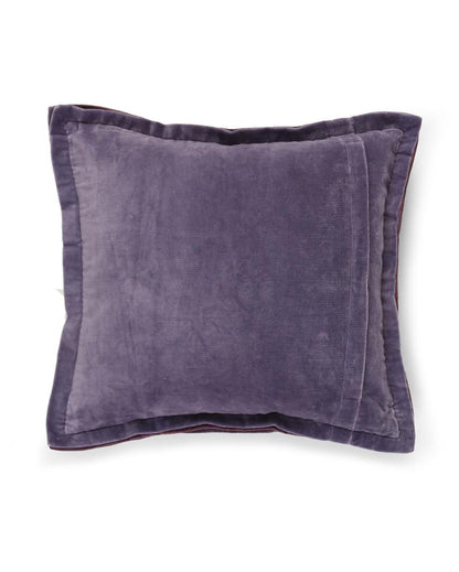 Lavender Cotton Contrast Border Velvet Cushion Cover | 18 x 18 inches