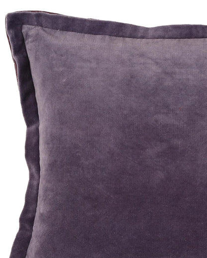 Lavender Cotton Contrast Border Velvet Cushion Cover | 18 x 18 inches