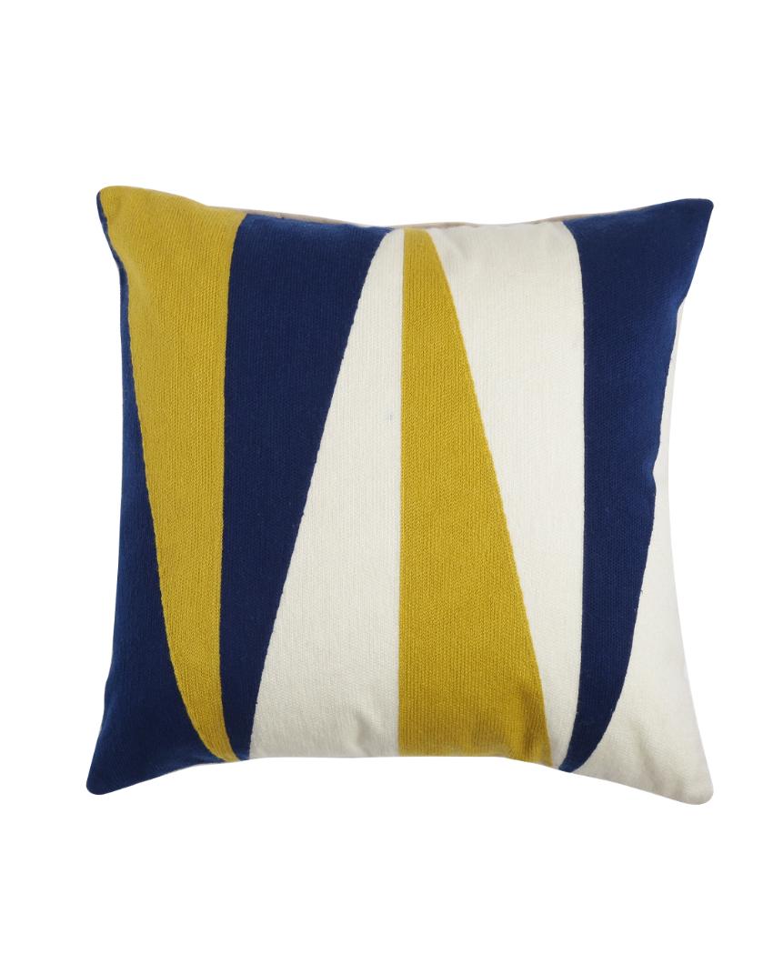 Color Block Design Embroidered Cushion Cover | 18 x 18 inches