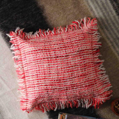 Soft Chunky Handwoven Acrylic Wool Fringes Cushion Cover | 18 x 18 inches