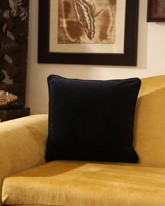 Navy Blue Cotton Velvet Cushion Cover | 18 x 18 inches