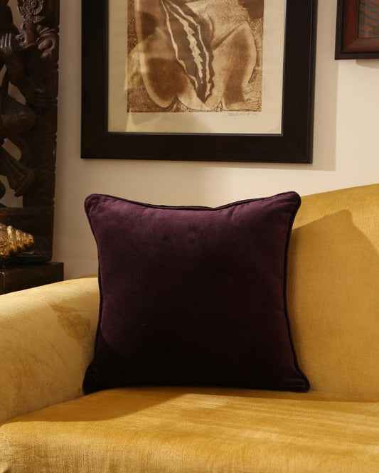 Purple Cotton Velvet Cushion Cover | 18 x 18 inches