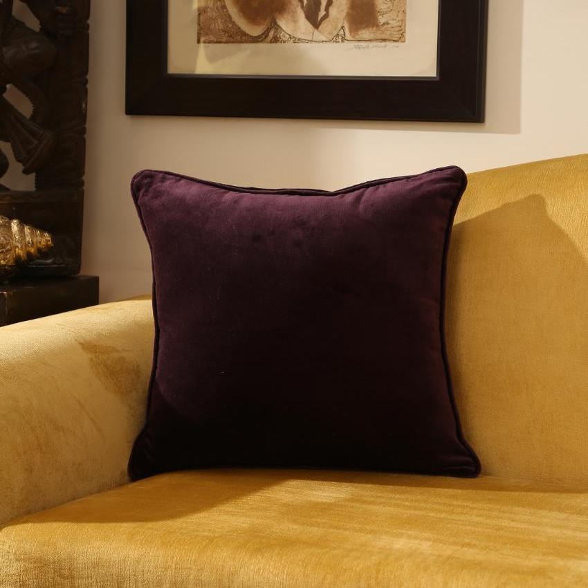 Purple Cotton Velvet Cushion Cover | 18 x 18 inches