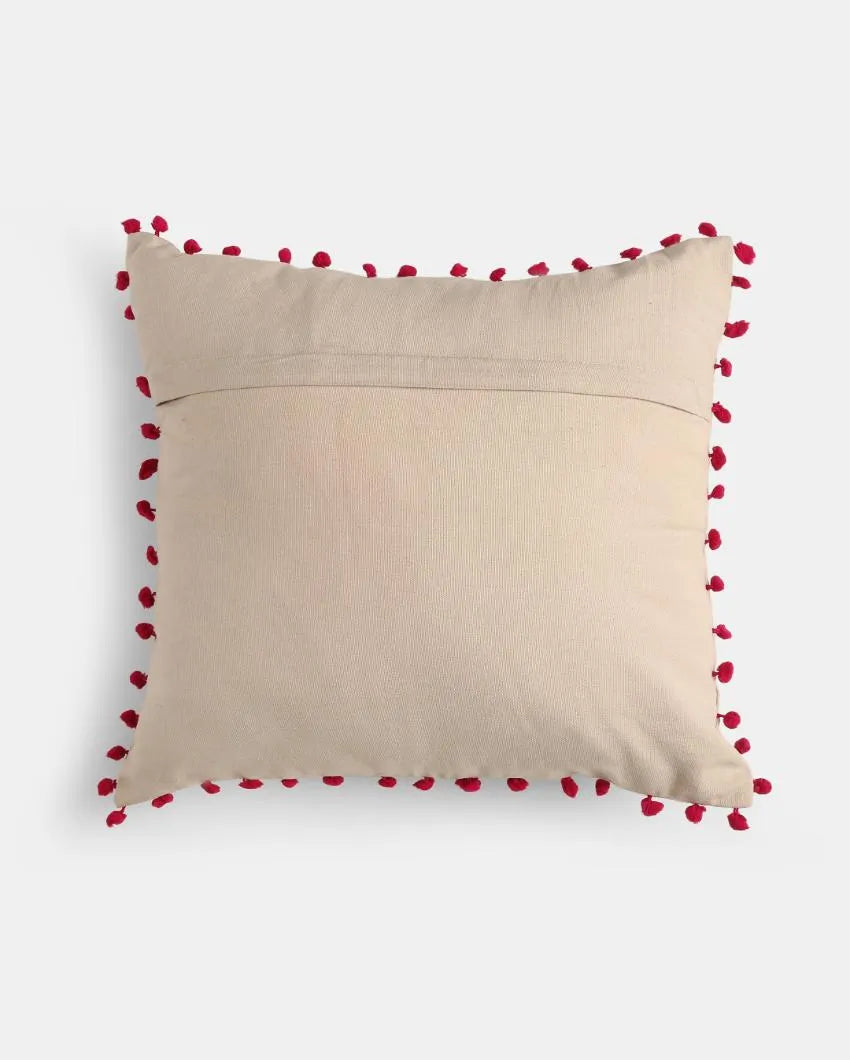 Cat With A Bow Embroidered Cushion Cover | 18 x 18 inches