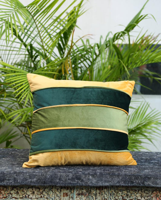 Green & Yellow Piping Cushion Cover  | 17 x 17 inches