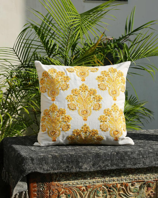 Premium Embroidered & Embellished Cushion Cover | 18 x 18 inches Mughal