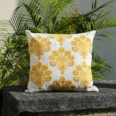 Premium Embroidered & Embellished Cushion Cover | 18 x 18 inches Mughal