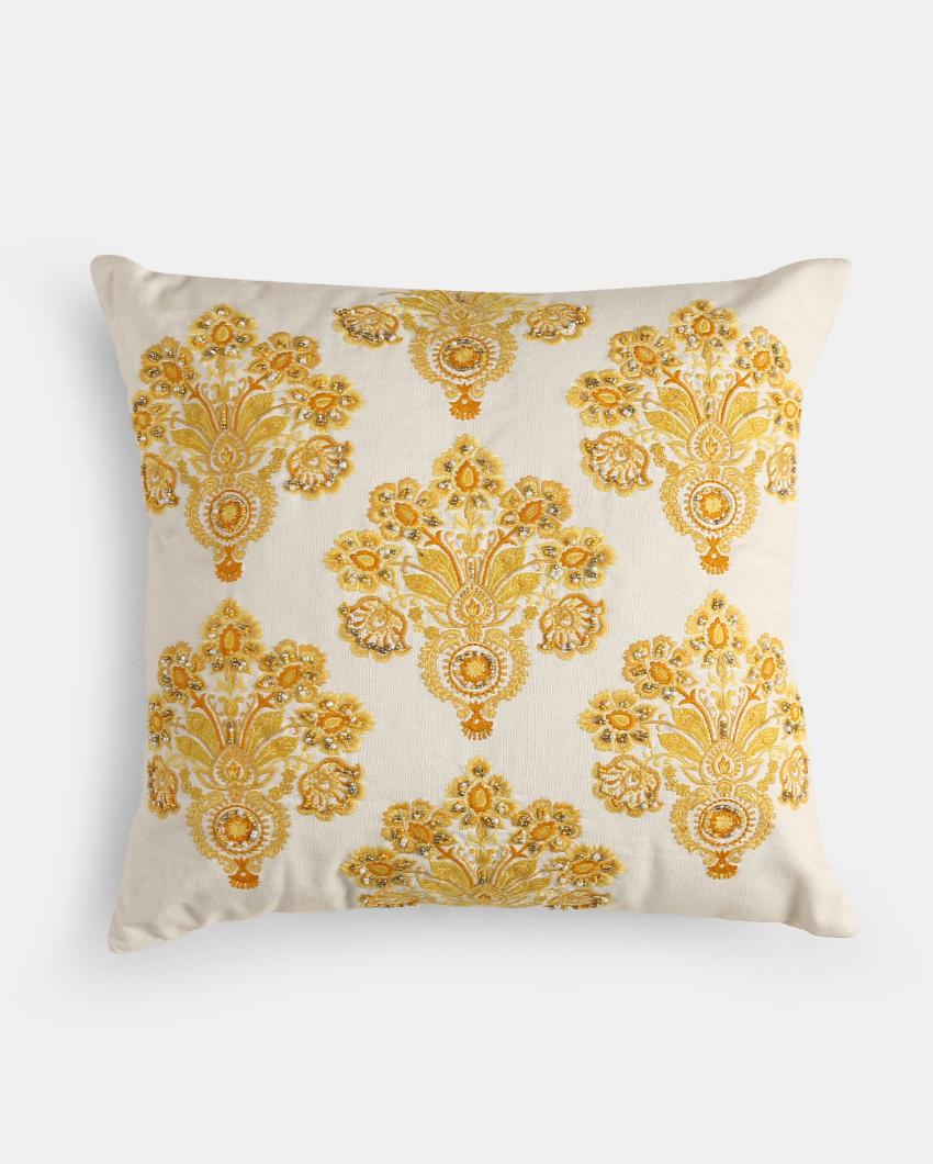 Premium Embroidered & Embellished Cushion Cover | 18 x 18 inches Mughal